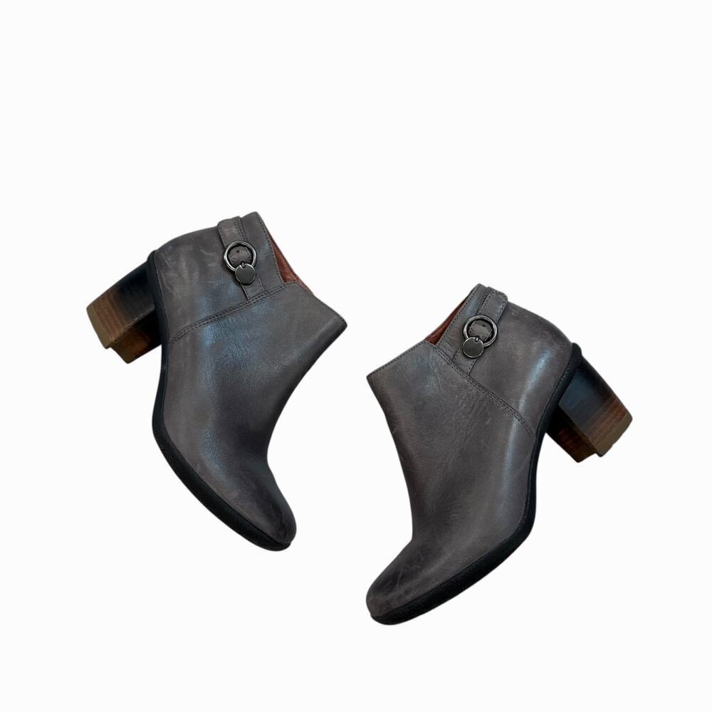 Dansko Perry Grey Waterproof Ankle Boots Booties Leather Heel 37/ 6.5-7